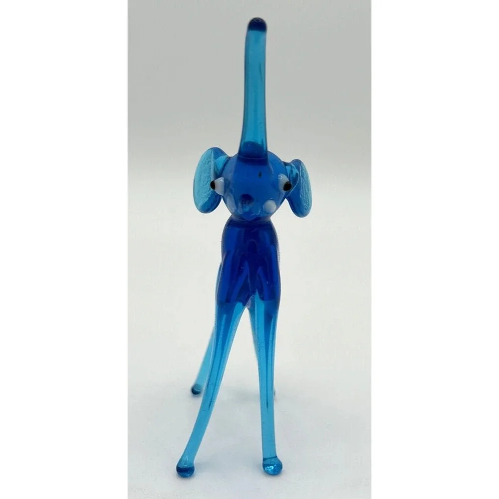 Vintage Blown Glass Blue Elephant Figurine 4.5